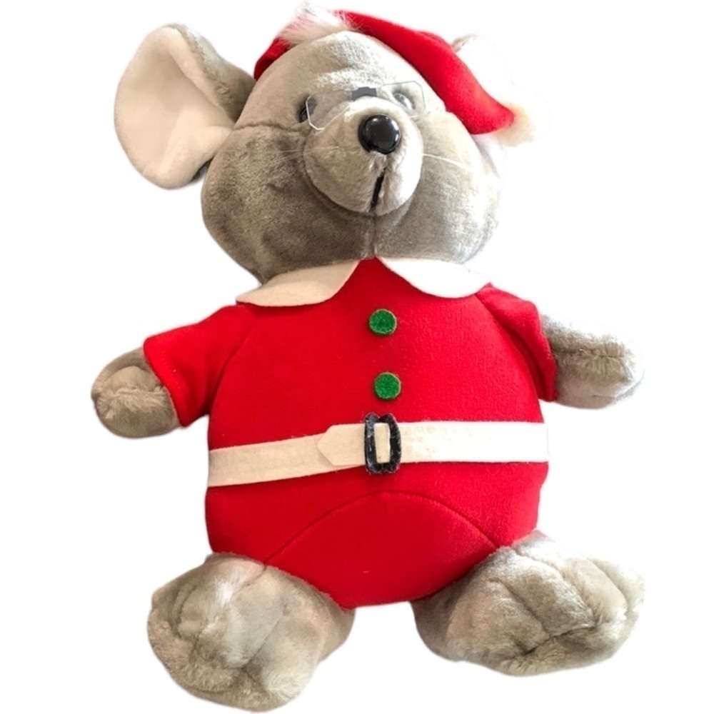 Vintage Dakin Mouse Plush Mr. Santa Christmas Stuffed Animal Toy Glasses You 17”